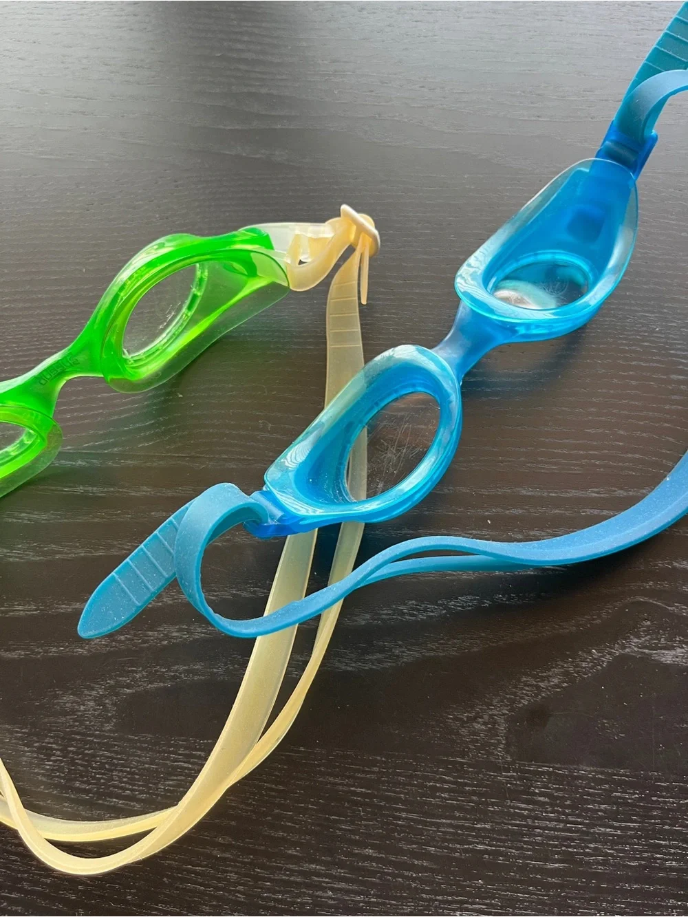 Speedo Swim Goggles Lot of 2 Green Blue Youth/Kids Clear Lens Adjustable